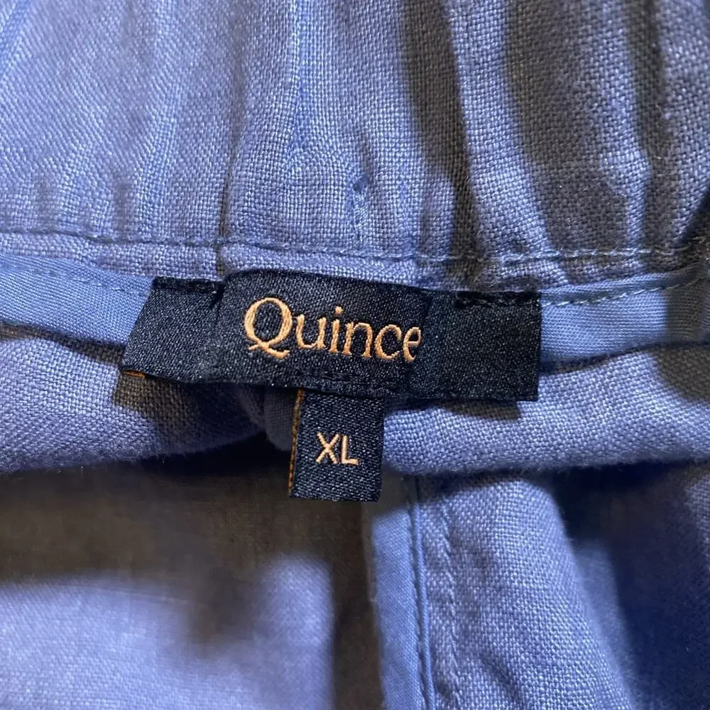 Quince Pants 100% European Linen Womens XL Moonstone Blue Pants Pockets